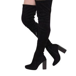 NWOT Cape Robbin Black Faux Suede Thigh High Boots - Size 9